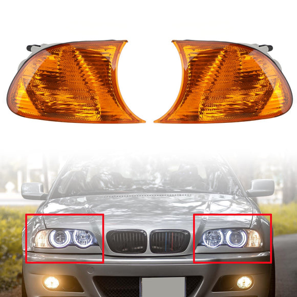Pair Amber Corner Side Light For BMW 3 Series E46 1998-2001 Coupe 63126904299 63126904300