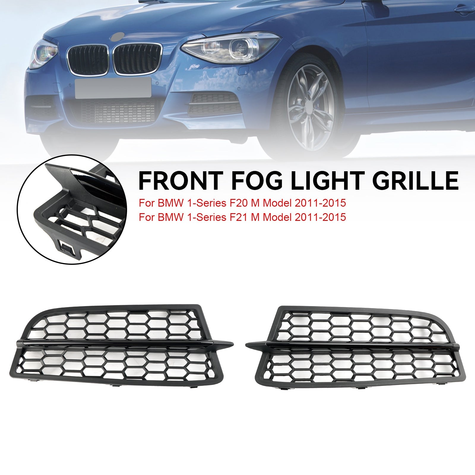 BMW 2011-2015 Serie 1 F20 F21 M 2 piezas parachoques delantero cubierta de luz antiniebla bisel parrilla