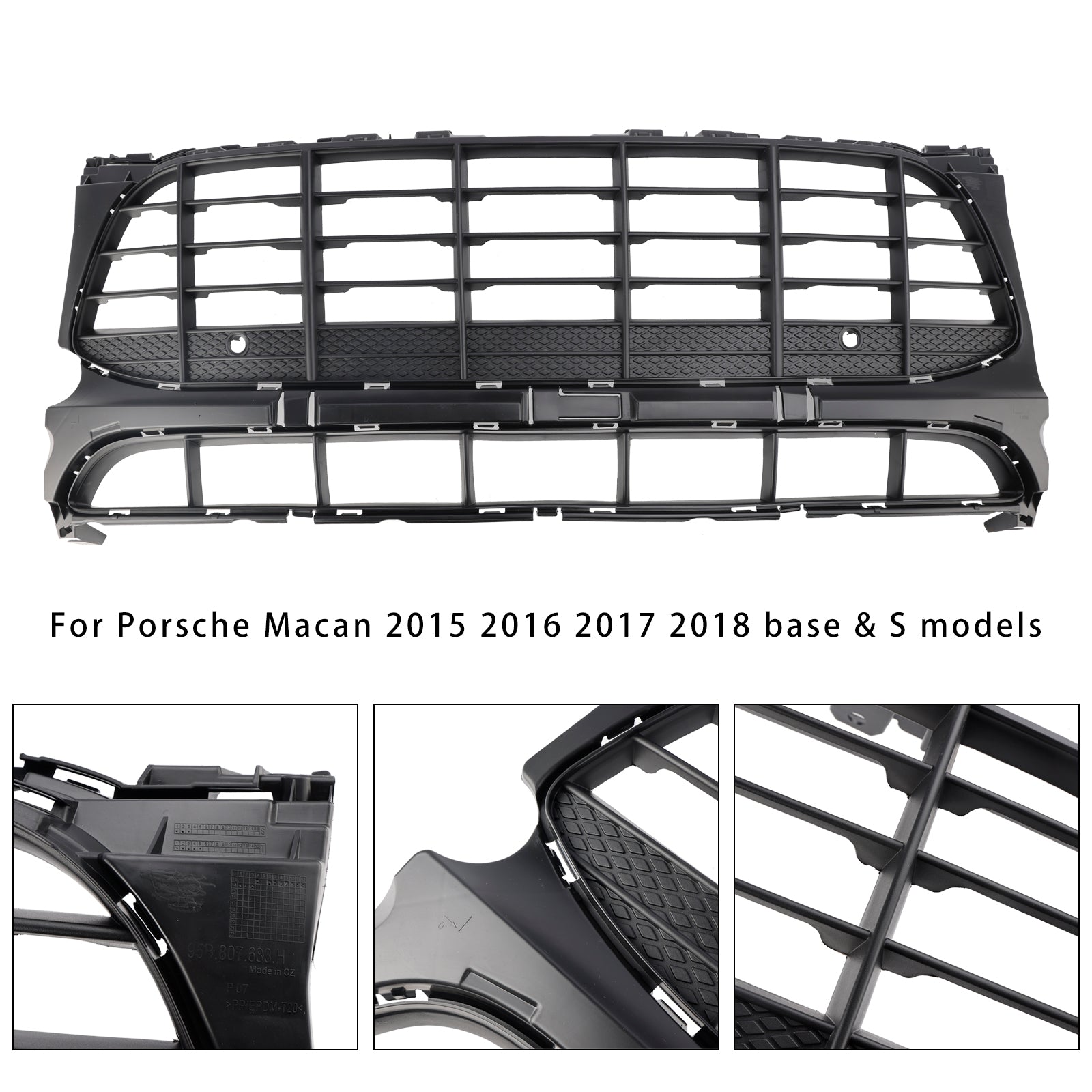 Grille de pare-chocs avant en maille noire pour Porsche Macan Base / S 2015-2018 95B807683H1E0 95B807683K1E0