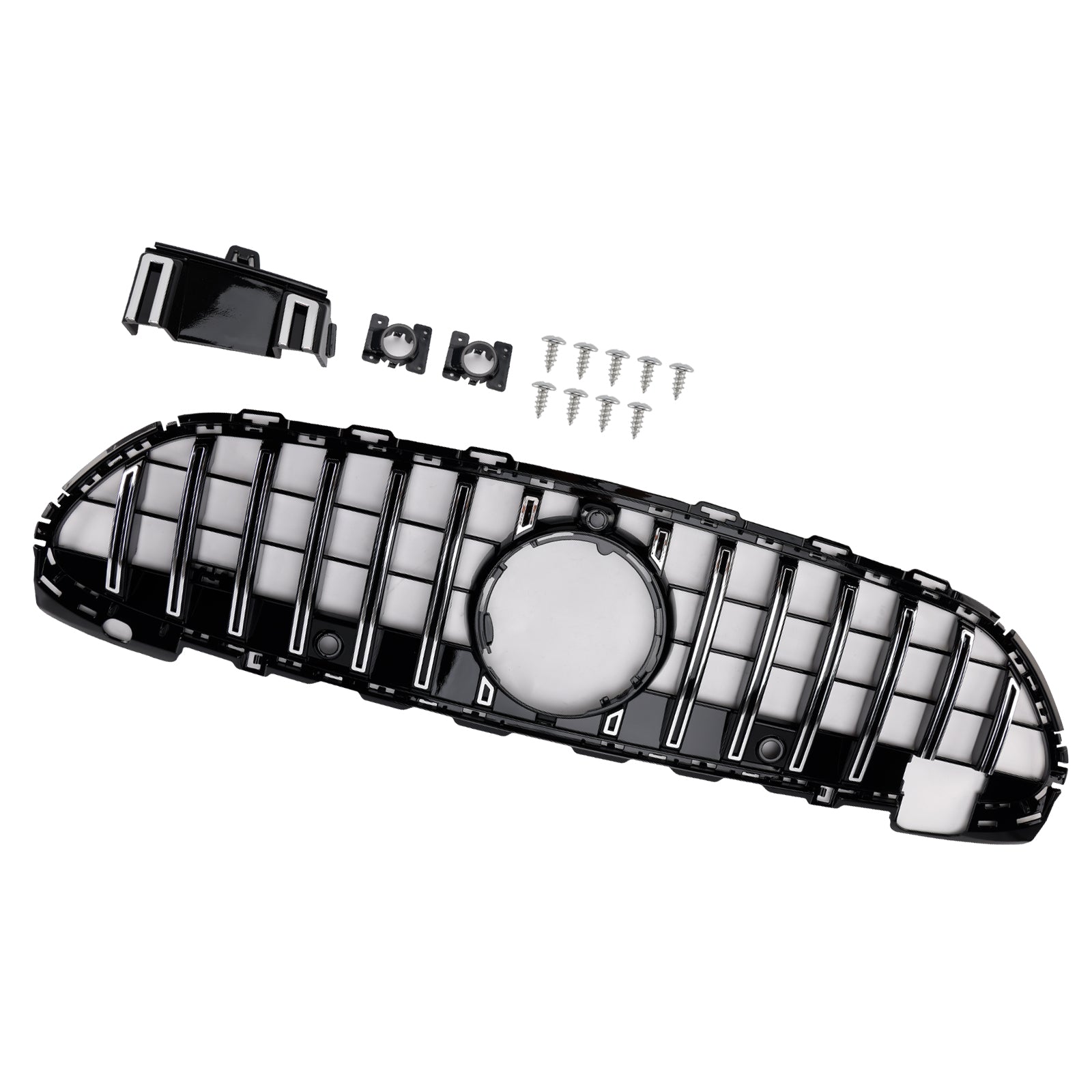 Parrilla de parachoques delantera estilo GT-R cromada compatible con Mercedes Benz W206 Clase C Amg Line 2022-2023