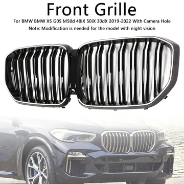 Grade frontal preta de ripas duplas compatível com BMW X5 G05 2019-2022 M-Performance - 0