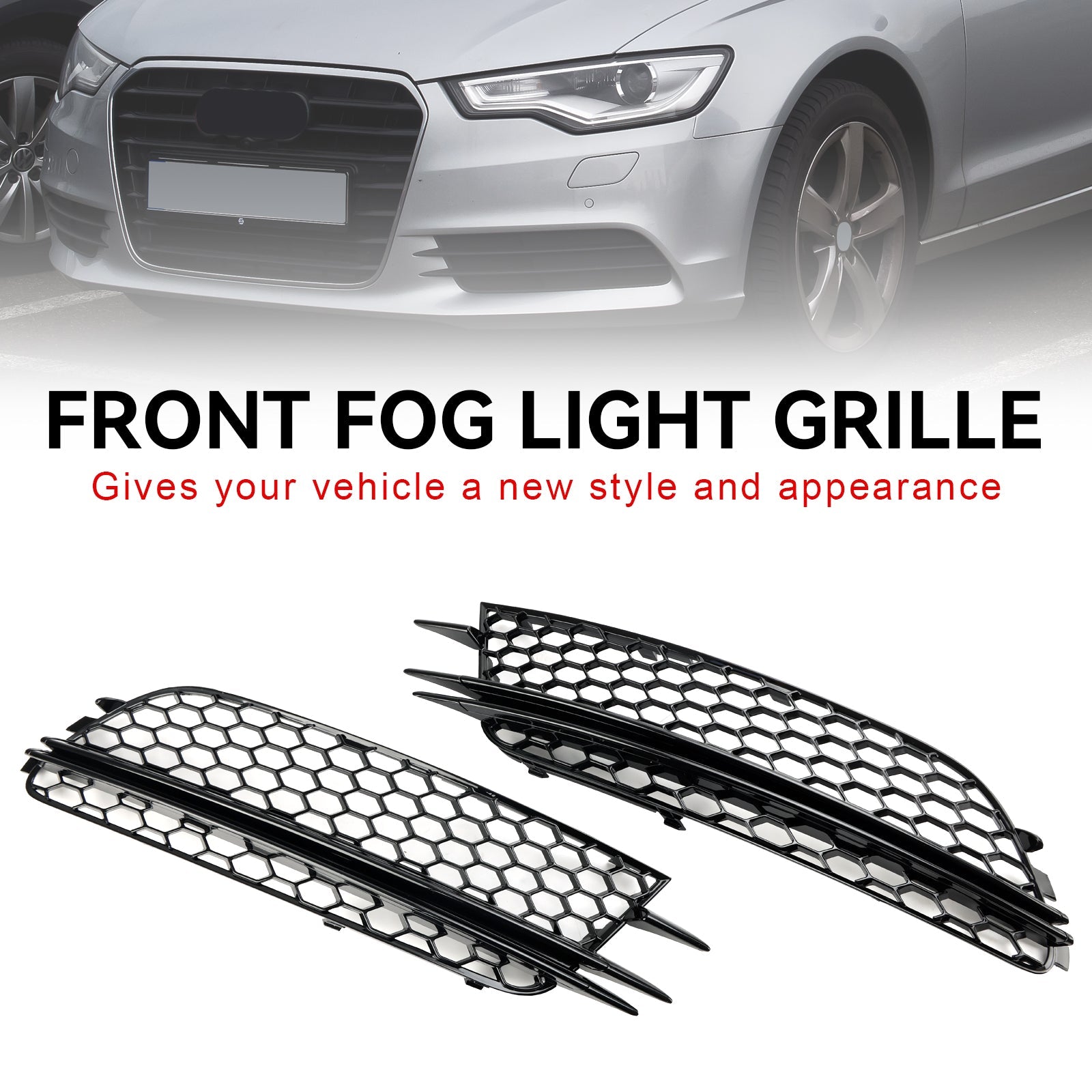 Audi 2012-2015 A6 4G C7 Sedan/Avant Standard Version 2PCS Front Fog Light Cover Bezel Bumper Grille