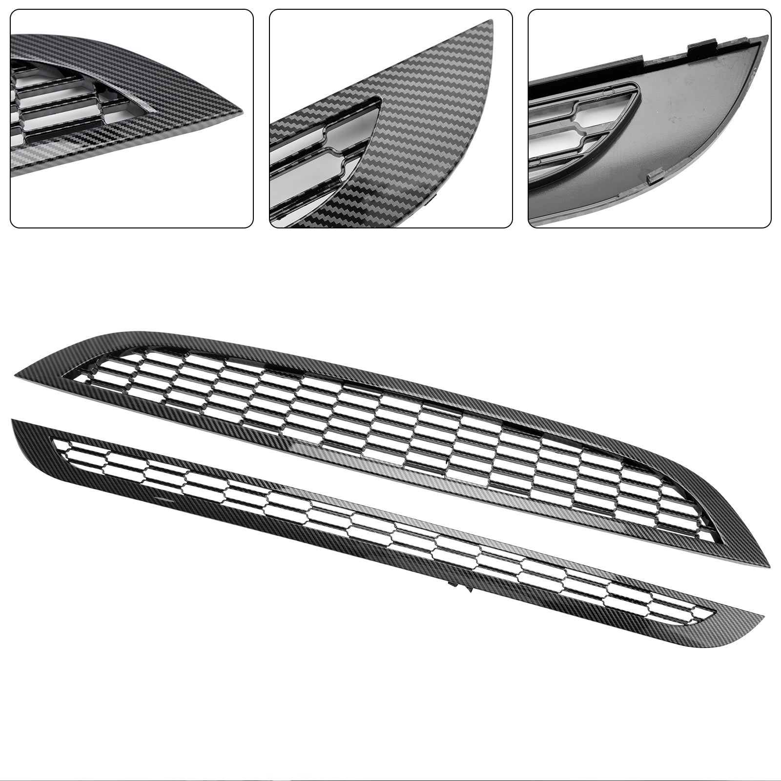 Mini Cooper R50 R52 R53 2002-2006 2PCS Honeycomb Mesh Front Grille Black Replacement Grill