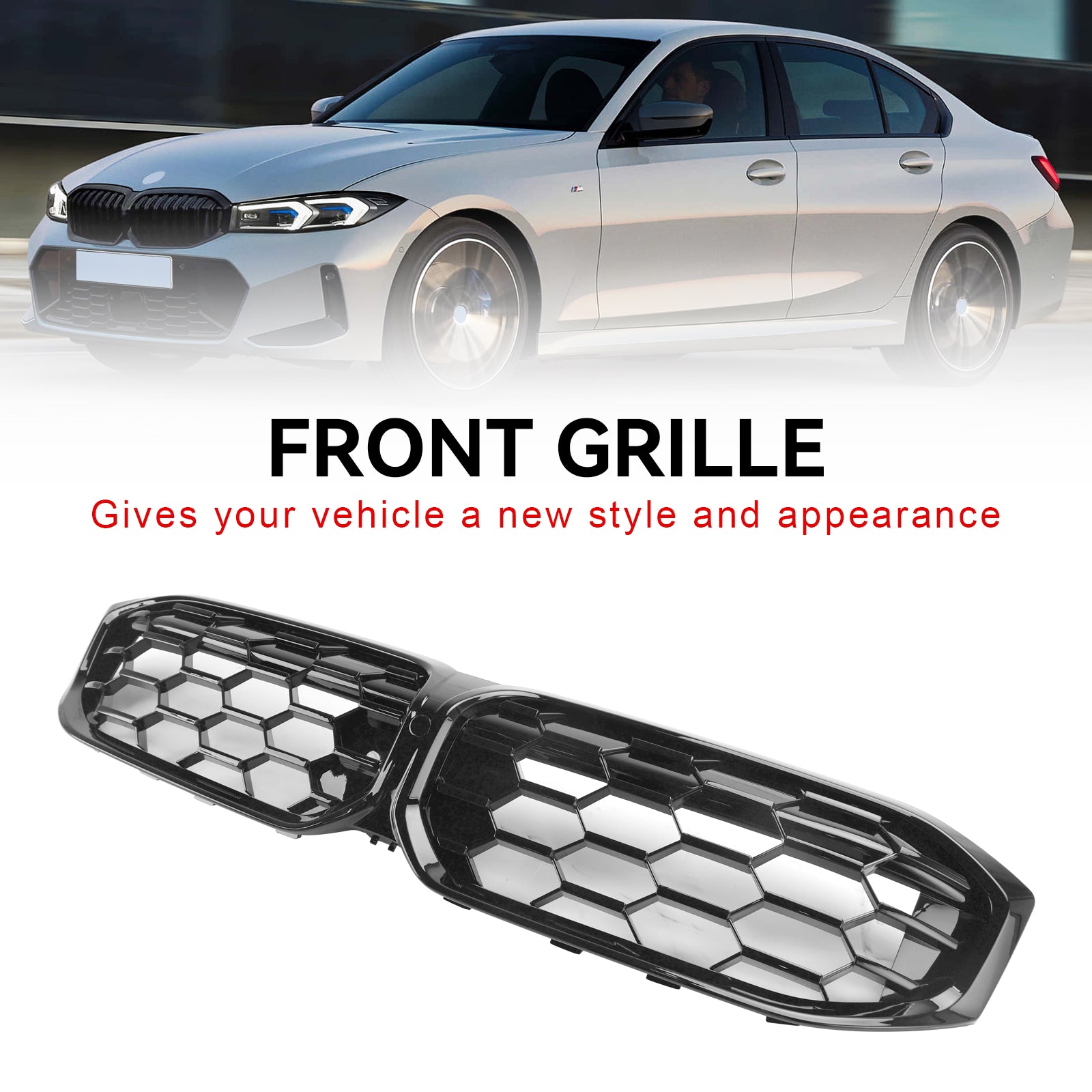 2023.6-2024 BMW 3 Series G20 G21 320i/330i/M340i/318i/320d Front Kidney Grill Gloss Black Grille