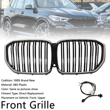 Grade frontal preta de ripas duplas compatível com BMW X5 G05 2019-2022 M-Performance