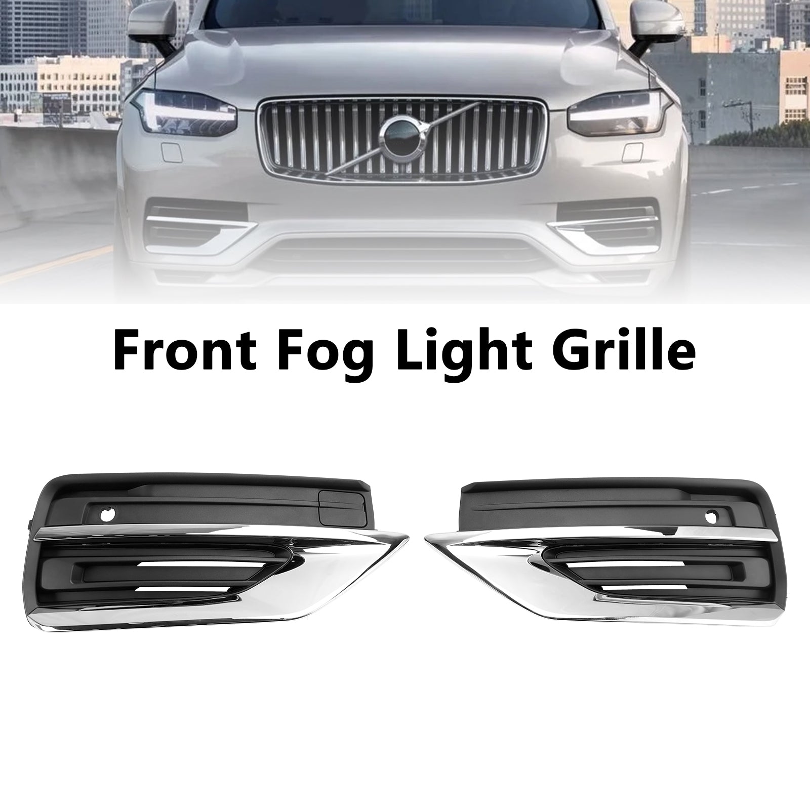 2021-2024 Volvo XC90 2PCS Front Bumper Fog Light Grille Fog Lamp Grille