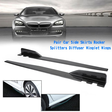 Universal Pair 120cm Car Carbon Fiber Side Skirts Rocker Splitters Diffuser Winglet Wings - 0