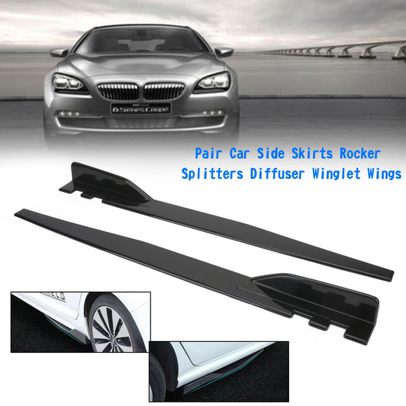 Pair 120cm Car Gloss Black Side Skirts Rocker Splitters Diffuser Winglet Wings Universal For All Model