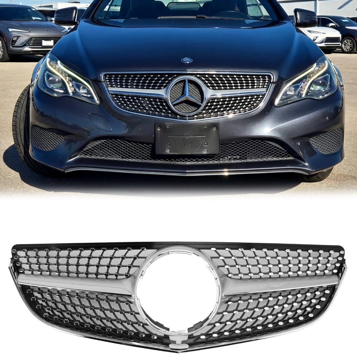 Calandre 'Diamant' Noire Chromée - Pour Mercedes Classe E Coupé/Cabriolet A207/C207 (2009-2013) - NEUVE