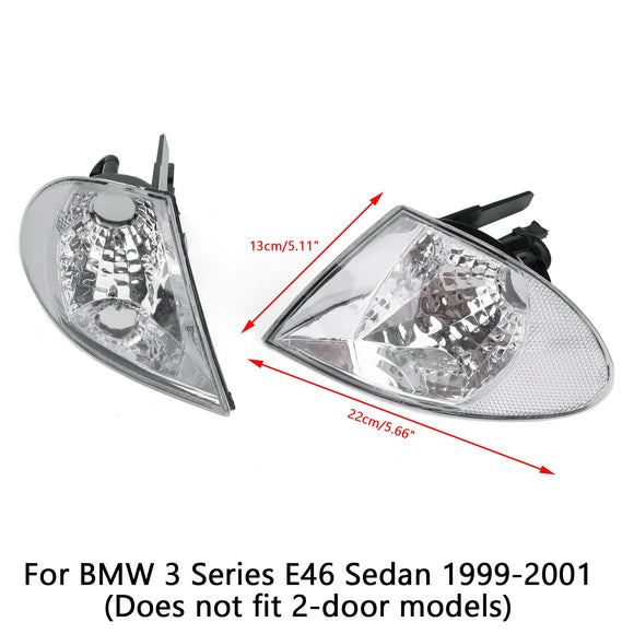 Front Indicator Turn Signal Corner Clear Lights For BMW 3 Series E46 99-01