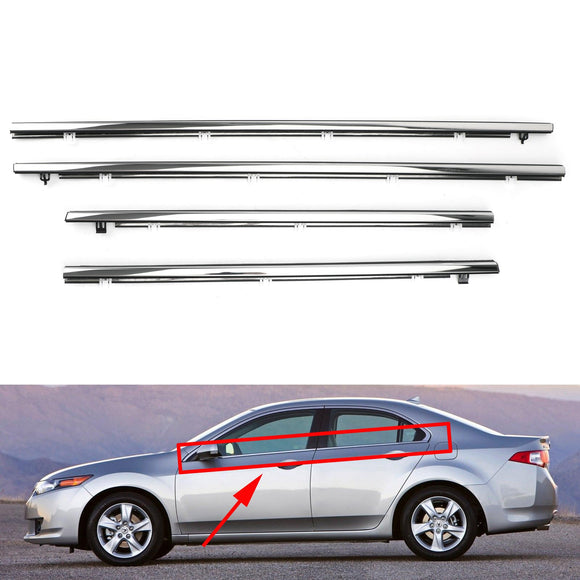 Acura TSX 2009-2014 4pcs Car Outside Window Weatherstrip Seal Belt Moulding 72410-TL0-003