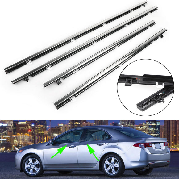 Acura TSX 2009-2014 4pcs Car Outside Window Weatherstrip Seal Belt Moulding 72410-TL0-003