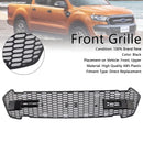 Matte Black Front Bumper Grill Grille Fit Ford Ranger 2015-2019 T7 W/LED-2