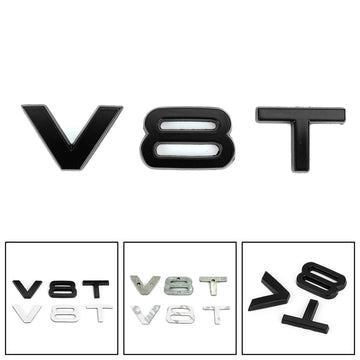 V8T Emblem Badge Fit For AUDI A1 A3 A4 A5 A6 A7 Q3 Q5 Q7 S6 S7 S8 S4 SQ5 Black - 0