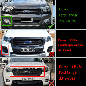 Ford Ranger T7 2015-2019 Wildtrak Raptor Style Front Bumper Grill Replacement Matte Black Grille With FORD Letter - 0