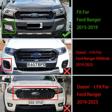Ford Ranger 2015-2019 T7 Griglia paraurti anteriore Griglia stile Raptor nera CON/3 LED bianchi<lAMP>FOR Lettera - 0
