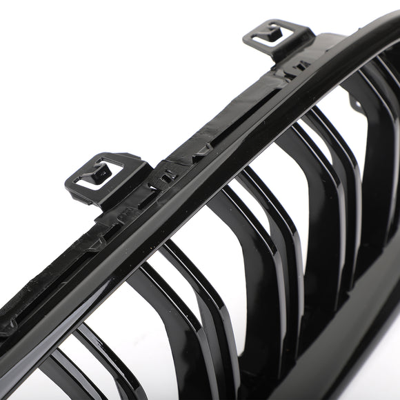 Rejilla frontal negra brillante para BMW Serie 3 F30 F35 2012-2017 con listones dobles
