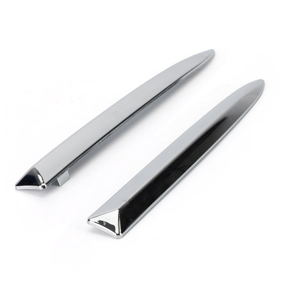Pair Chrome Front Bumper Upper Grill Moulding Trim For Fiat 500 2007-2015