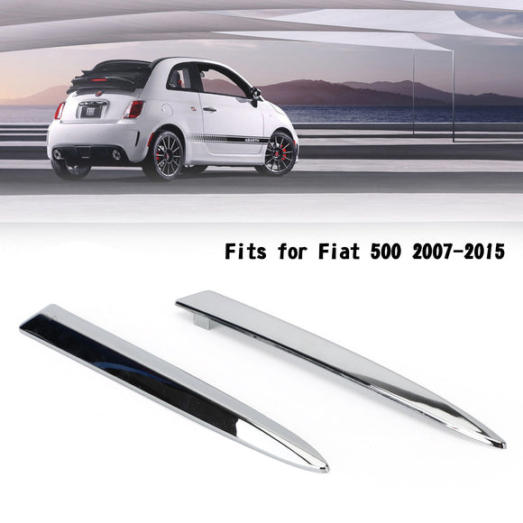 Pair Chrome Front Bumper Upper Grill Moulding Trim For Fiat 500 2007-2015