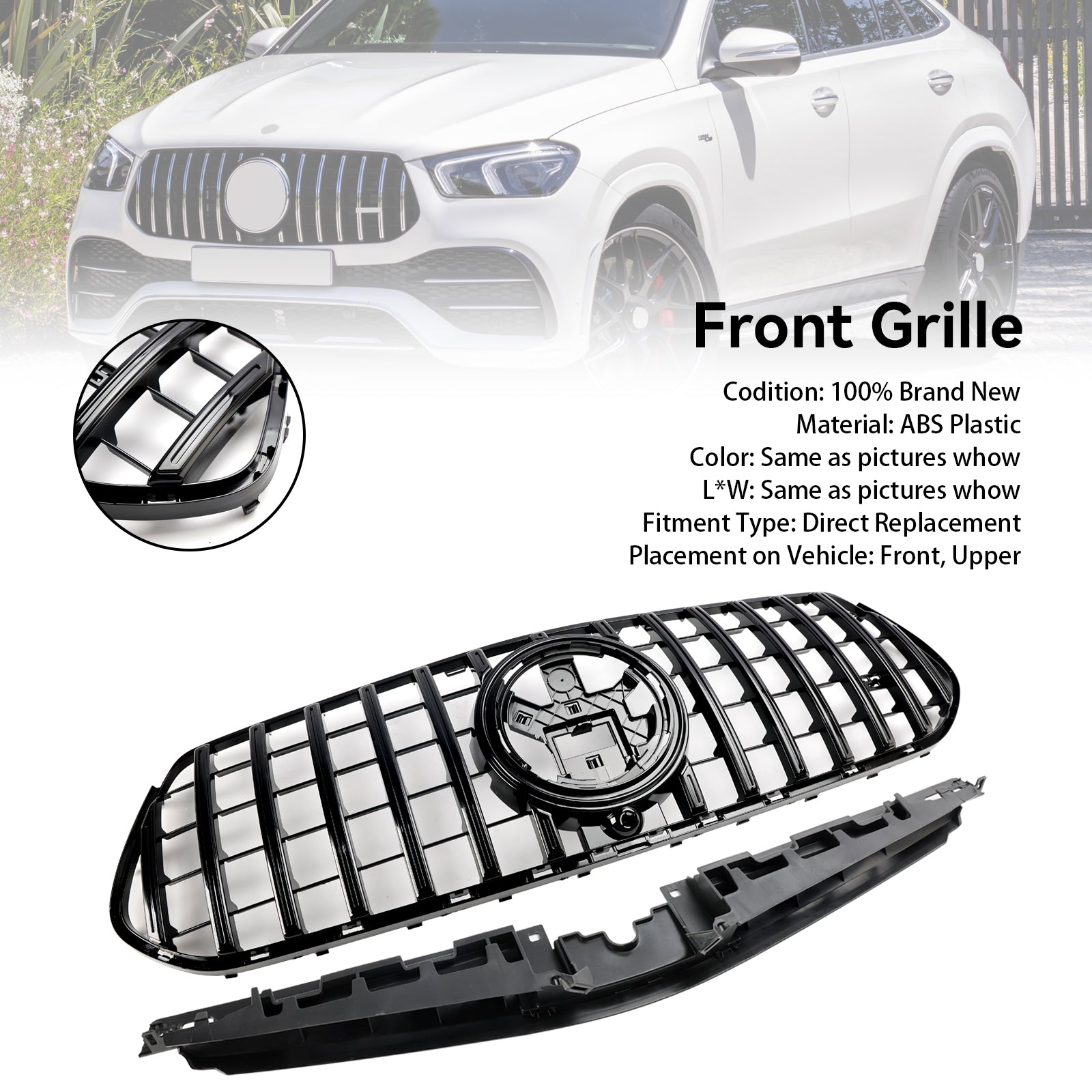 Mercedes Benz GLE-Class W167 V167 GLE350/450/580/GLE53 AMG-Line 2024 Front Bumper Grill Black AMG Style Grille