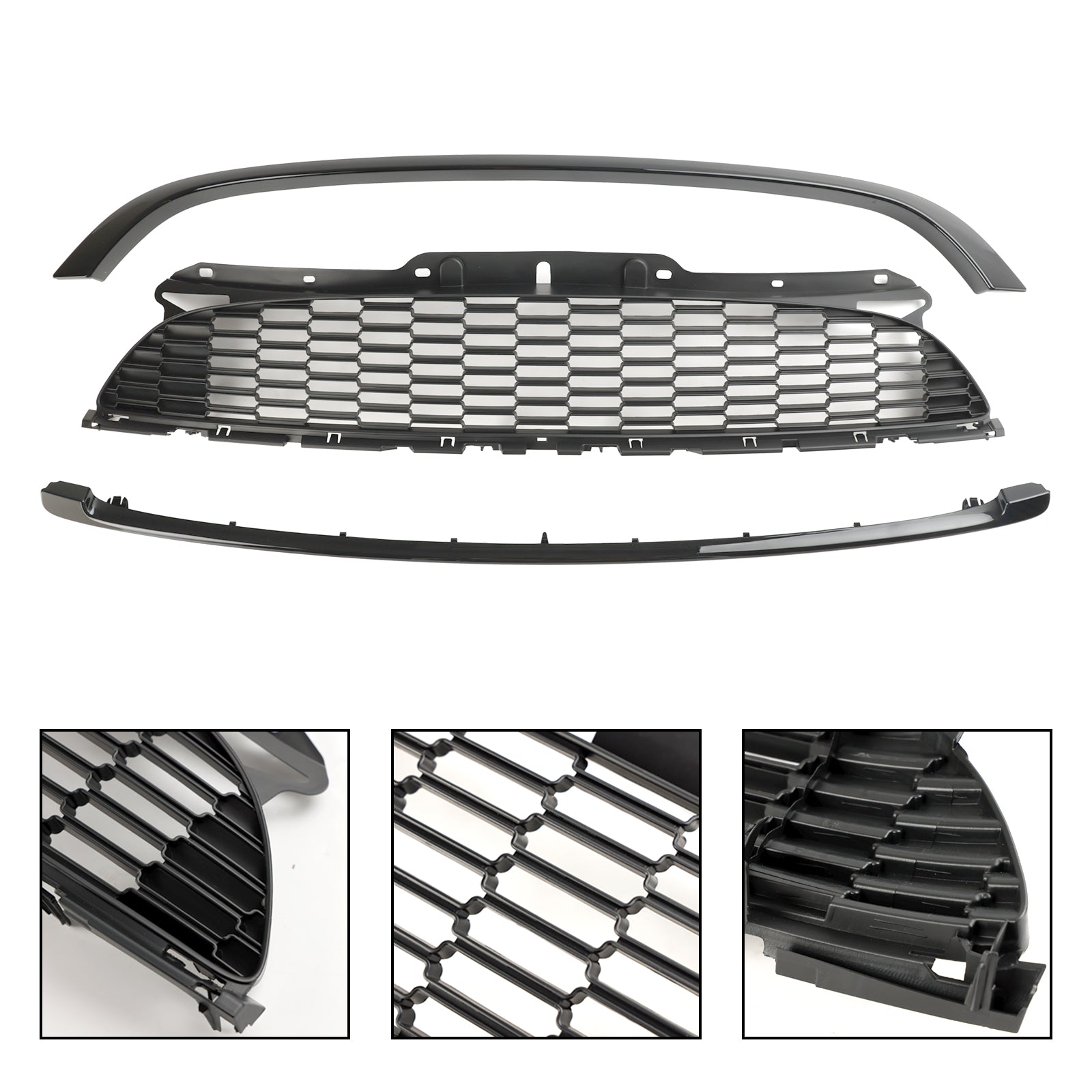 2008-2014 Mini R55 Cooper S & JCW 5-Door Estate 3PCS Gloss Black Front Grille Grill