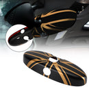 Rückspiegelabdeckung mit Union Jack UK-Flagge für MINI Cooper R55 R56 R57, Schwarz/Gold-2