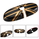 Rückspiegelabdeckung mit Union Jack UK-Flagge für MINI Cooper R55 R56 R57, Schwarz/Gold-1
