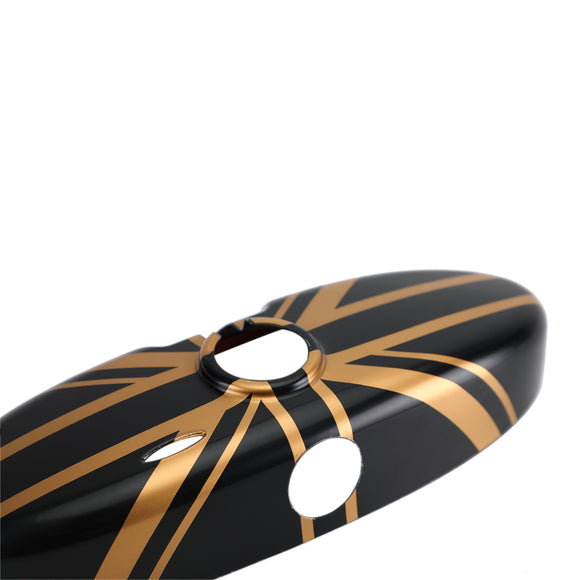 Rückspiegelabdeckung mit Union Jack UK-Flagge für MINI Cooper R55 R56 R57, Schwarz/Gold