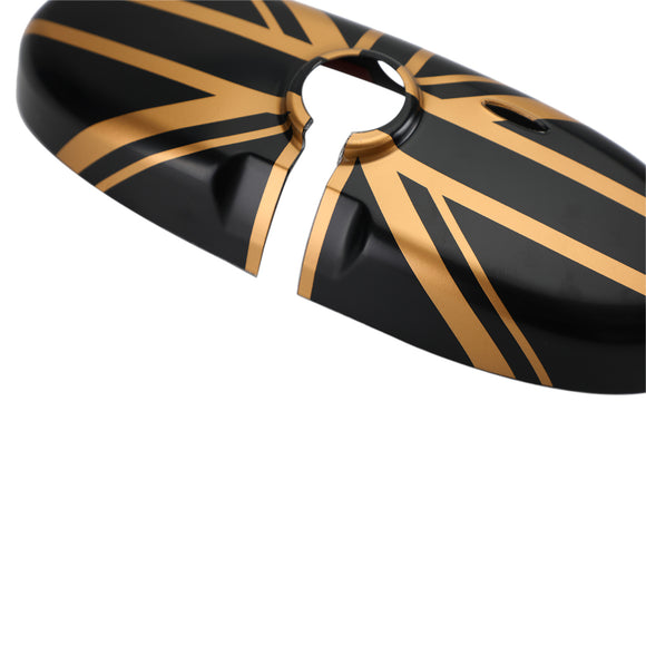 Rückspiegelabdeckung mit Union Jack UK-Flagge für MINI Cooper R55 R56 R57, Schwarz/Gold