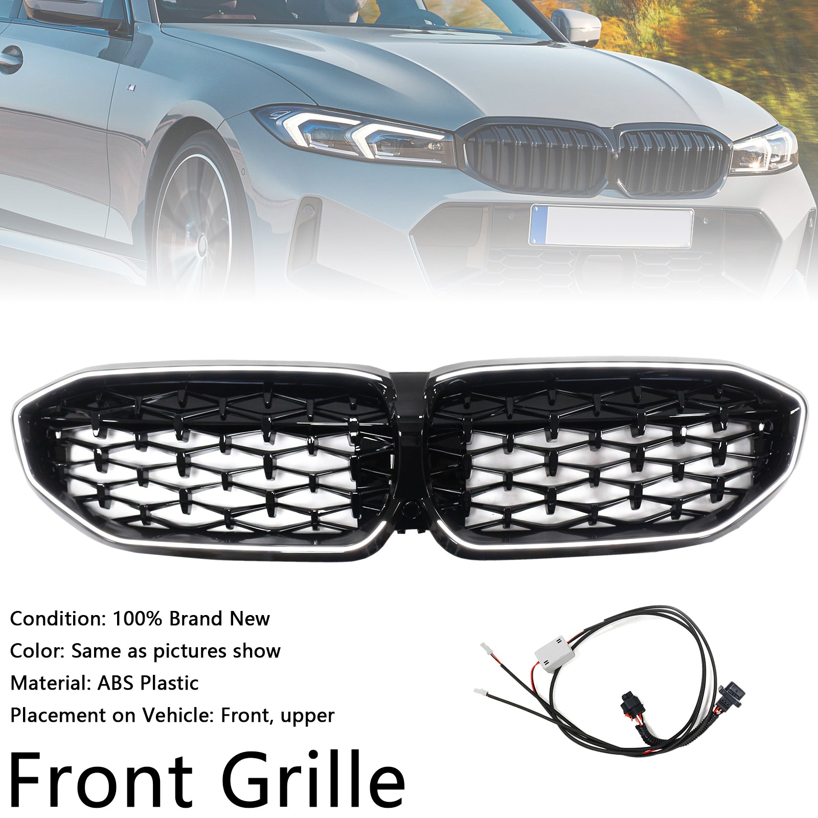 Black Diamond Kidney Grille Grill 51138072085 Fit BMW 3 Series G20 2019-2022