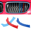 Tri-color grade dianteira grill capa tiras clipe guarnição para bmw série 3 2009-2012-1