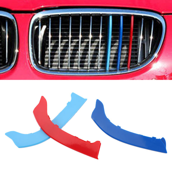 Tri-color grade dianteira grill capa tiras clipe guarnição para bmw série 3 2009-2012
