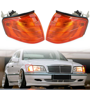 Pair Corner Lights Turn Signal Lamps Fits Mercedes Benz C Class W202 1994-2000 Y - 0