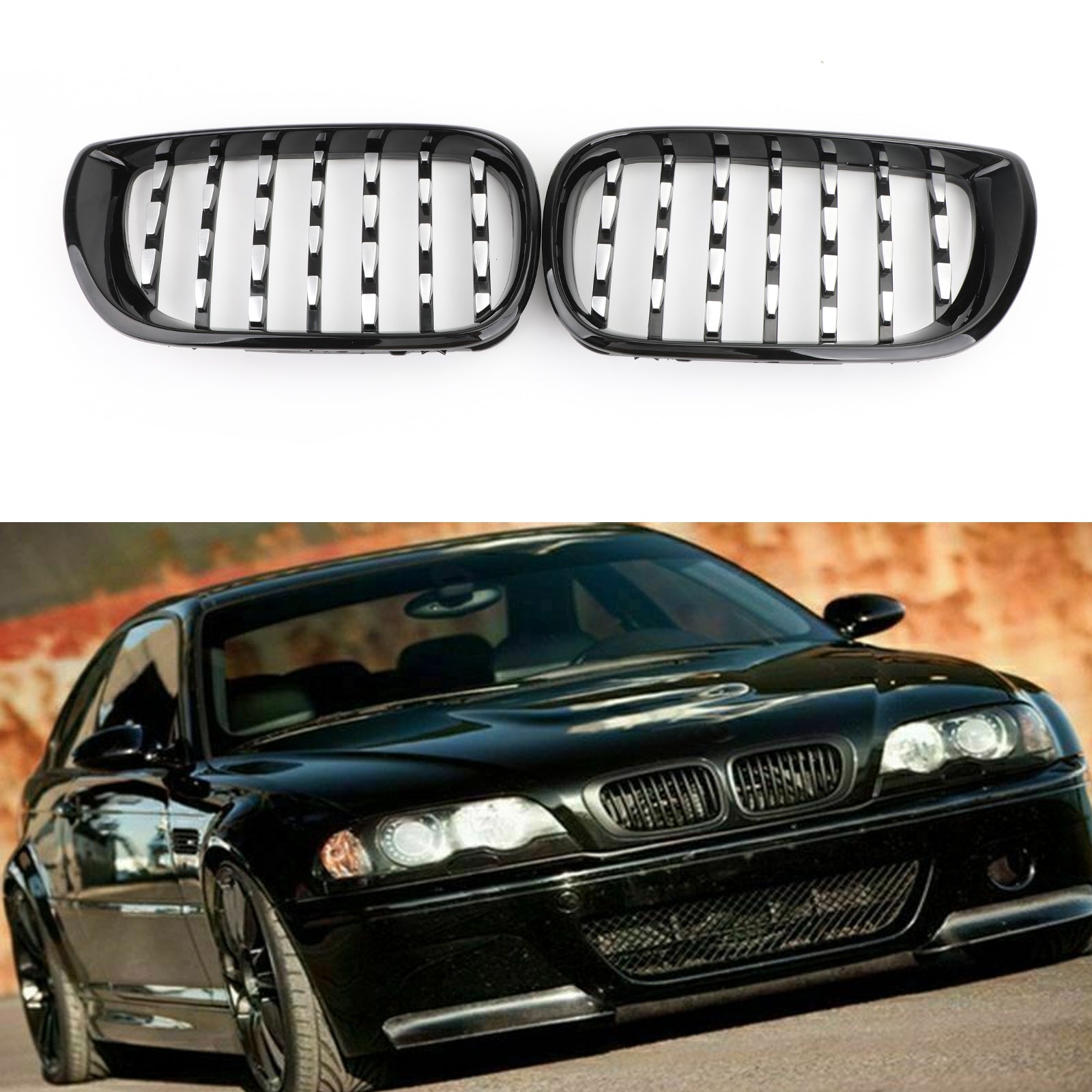 2002-2005 BMW 3 Series E46 320d/318i/320i/330d/325i/330i Saloon/Touring Grill Black/Chrome Diamond Grille