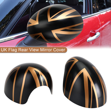 Rückspiegelabdeckung mit britischer Flagge für MINI Cooper Hardtop F55 F56, Schwarz/Gold