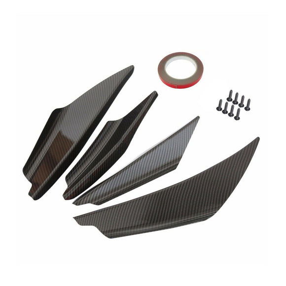 Universal Car Front Bumper Fins Body Splitter Spoiler Canards Carbon Fiber Look