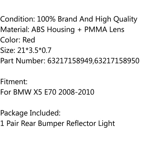1 Satz Reflektorgehäuse Licht Heckstoßstange Nebelscheinwerfer für BMW X5 E70 OEM: 63217158949