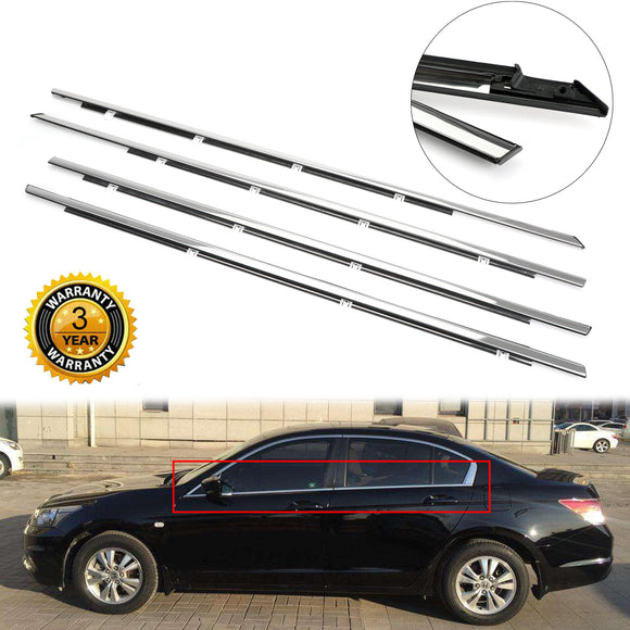 4 stks Chrome Tochtstrip Venster Moulding Trim Seal Riem Past Voor Accord 2008-2012