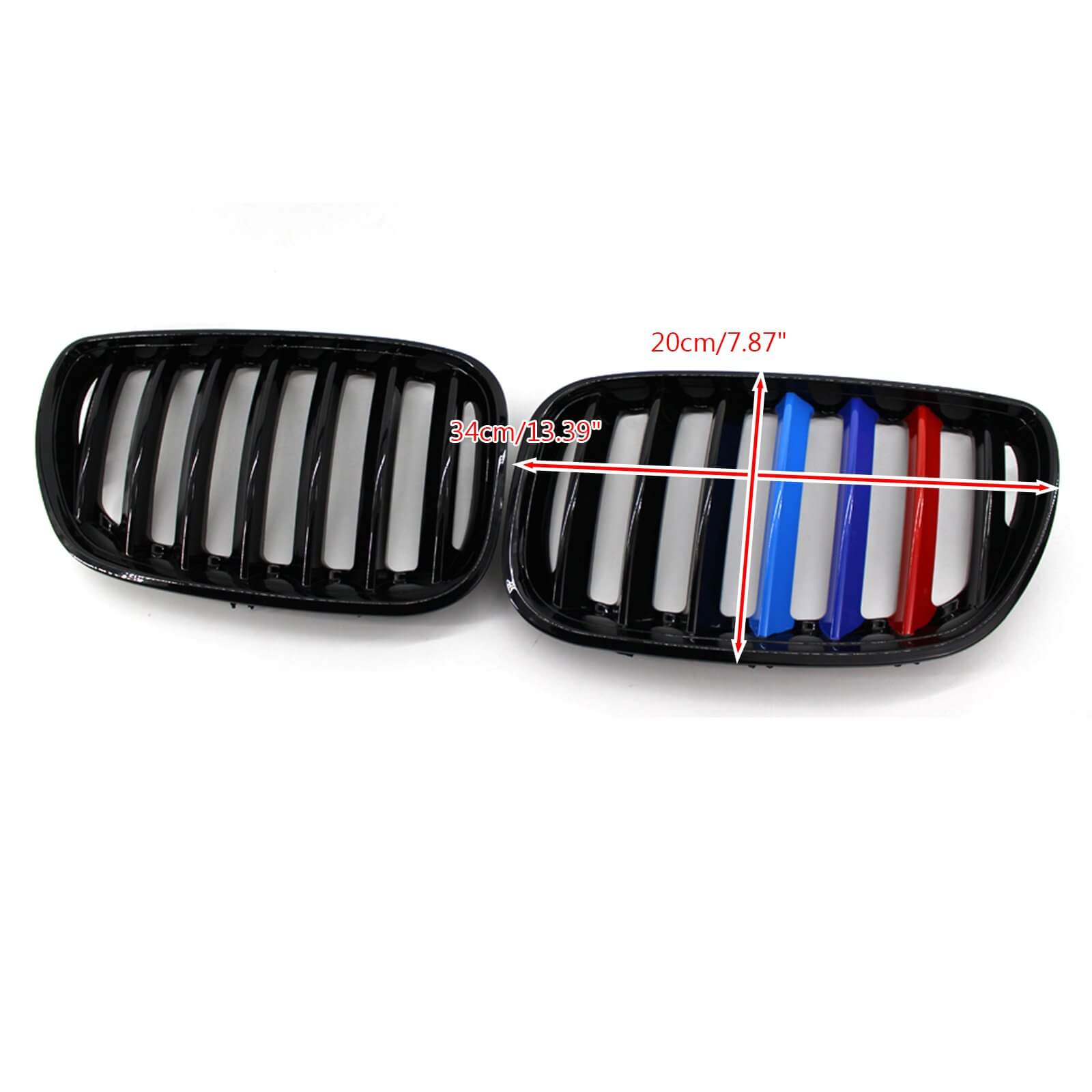 2004-2006 BMW X5 E53 3.0i/4.4i/3.0d/4.8is Front Kidney Grill Gloss Black/M-color Replacement Grille - 0