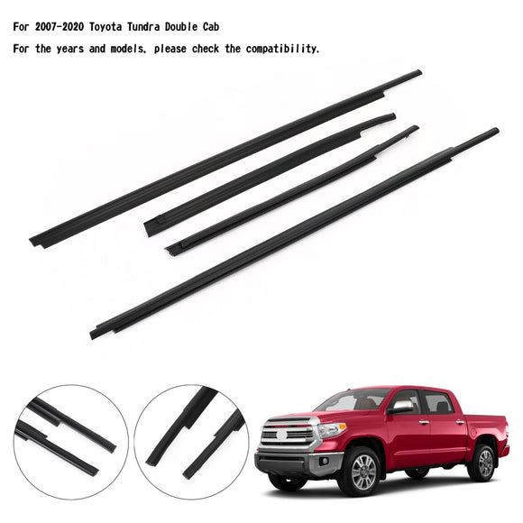 Areyourshop 4x moldura de cinturón de sellado de burlete para ventana de coche para Toyota Tundra doble cabina 07-20