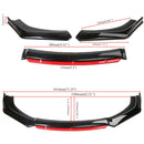 4PCS Universal Car Front Bumper Lip Body Kit Splitter Spoiler Diffuser Protector Black Red-2