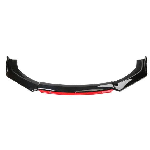 4PCS Universal Car Front Bumper Lip Body Kit Splitter Spoiler Diffuser Protector Black Red