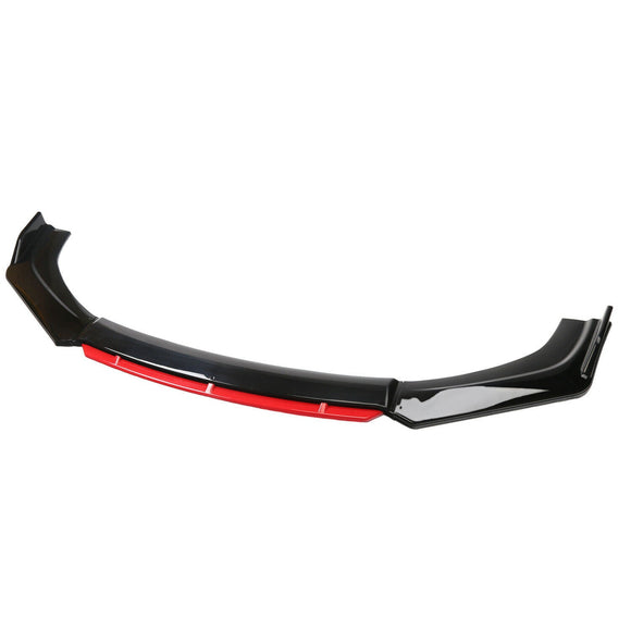 4PCS Universal Car Front Bumper Lip Body Kit Splitter Spoiler Diffuser Protector Black Red