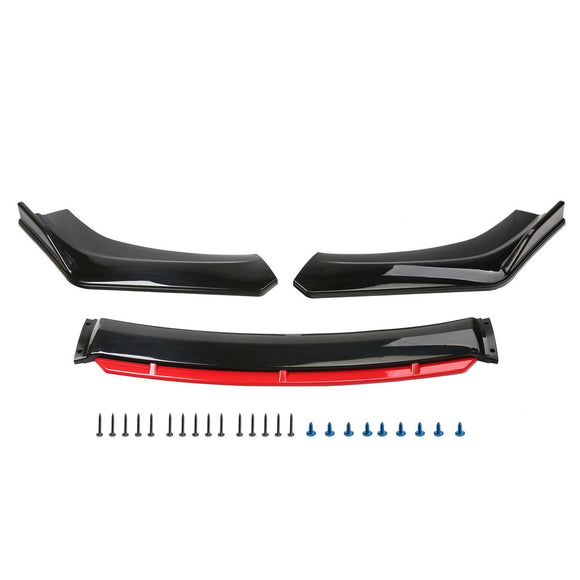 4PCS Universal Car Front Bumper Lip Body Kit Splitter Spoiler Diffuser Protector Black Red