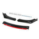 4PCS Universal Car Front Bumper Lip Body Kit Splitter Spoiler Diffuser Protector Black Red-10