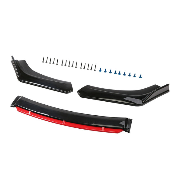 4PCS Universal Car Front Bumper Lip Body Kit Splitter Spoiler Diffuser Protector Black Red
