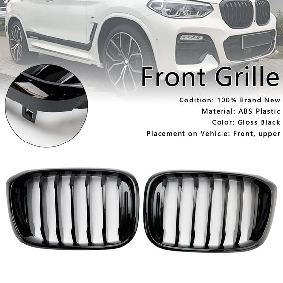 BMW X4 G02 X3 G01 G08 2018-2021 Parrilla de malla frontal negra brillante