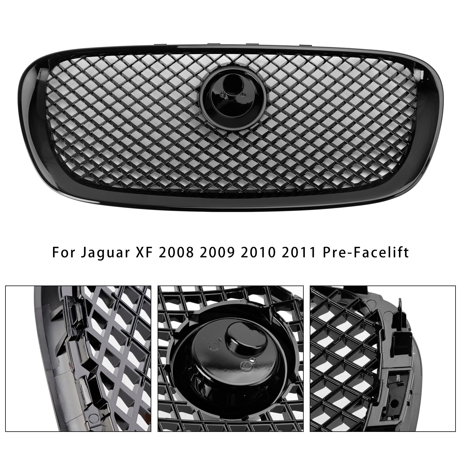 Jaguar XF Front Black Grille 2008 2009 2010 2011 XF-R Style Mesh Air Intake Radiator Grill