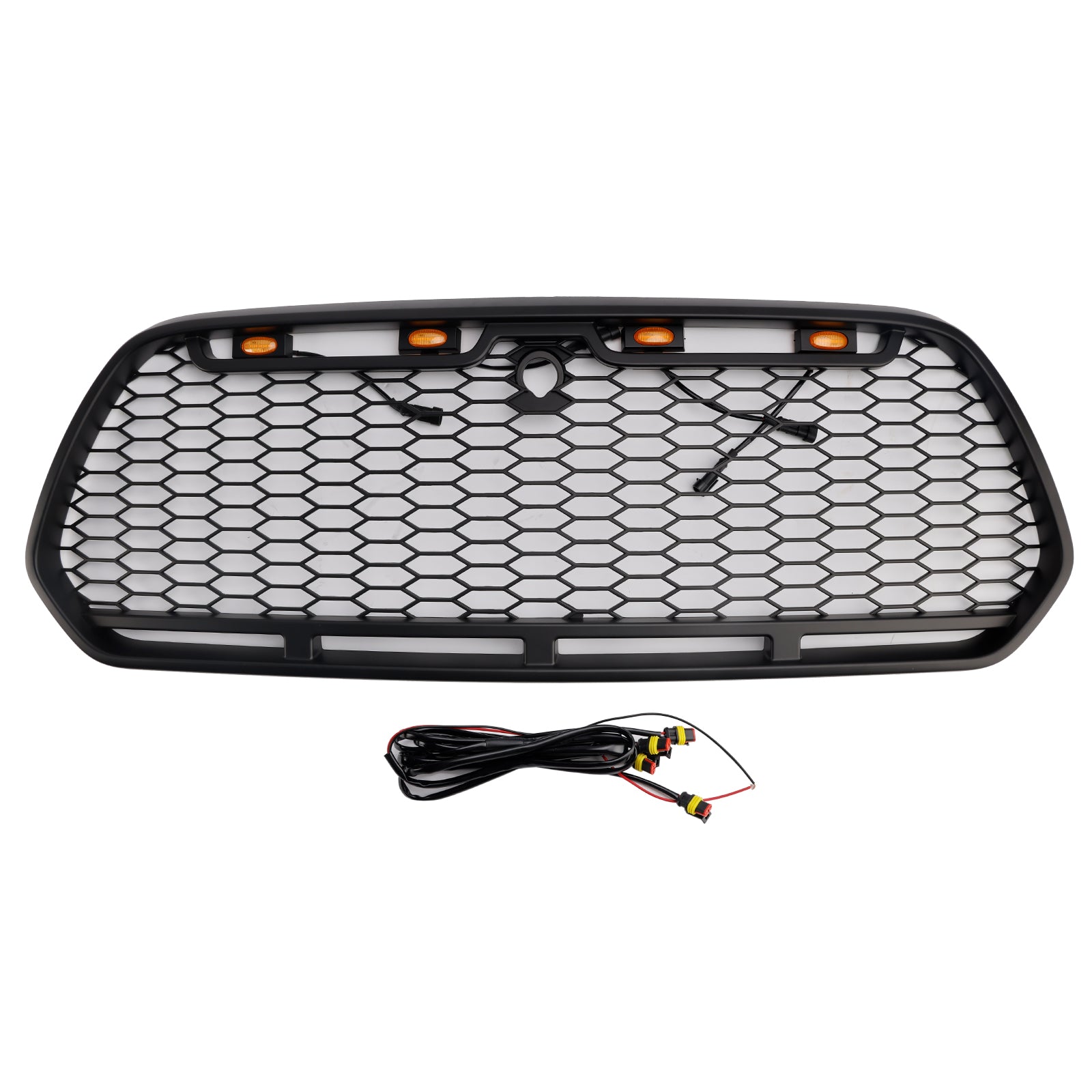 Ford Transit MK8 2015 2016 2017 2018 2019 Matt Black Honeycomb Style Grill Front Bumper Air Intake Radiator Grille W/ LED Light