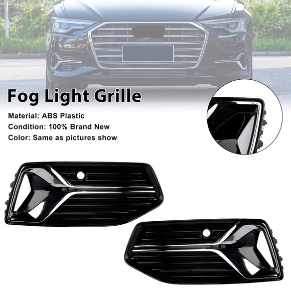 2PCS Front Bumper Fog Light Cover Grille Grill Fit Audi A6 C8 2018-2024 Standard